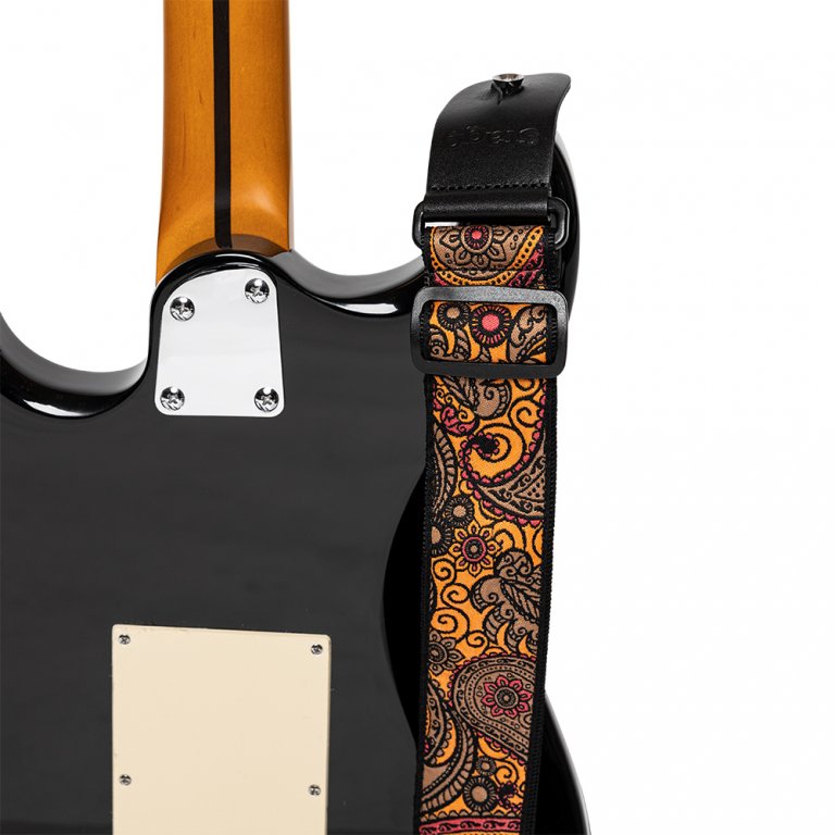 Stagg Paisley Guitar Strap - Orange 1