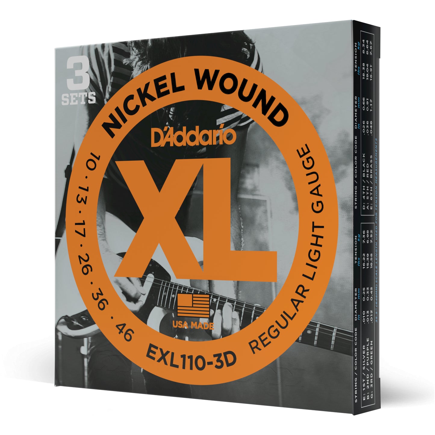 D'Addario EXL110 10-46 Nickel Wound Electric Guitar Strings - 3-Pack