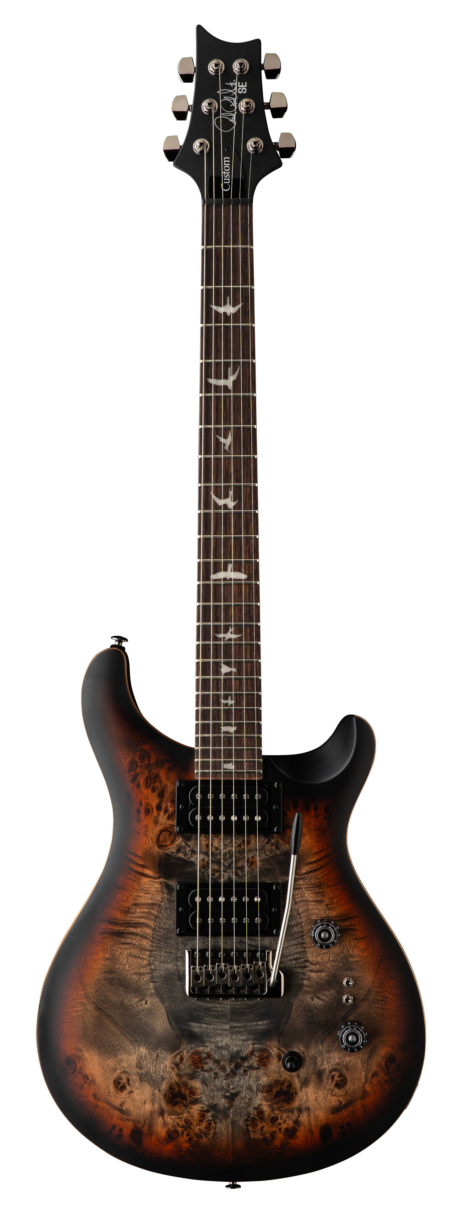 PRS SE Exotic Custom 24-08 Poplar Burl - Charcoal Cherry Midnight Burst