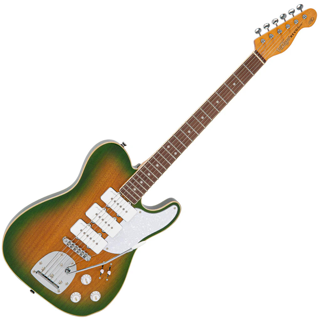 Vintage REVO Series Trio Electric Guitar - Green/Yellow Burst