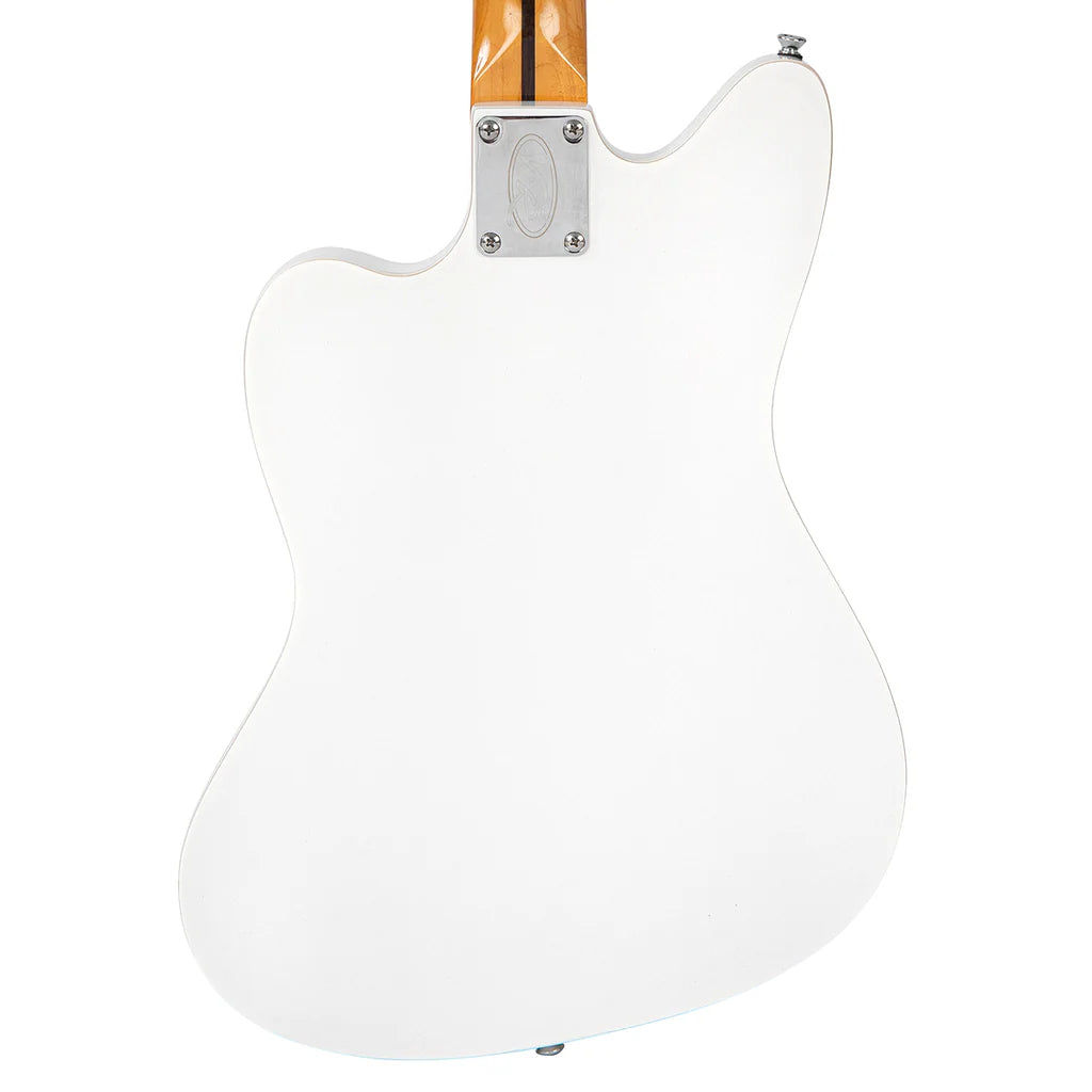 Vintage REVO Series 'Surfmaster' Thinline Twin Electric Guitar - Arctic White