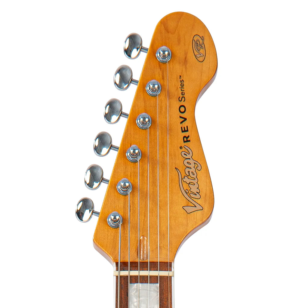 Vintage REVO Series 'Surfmaster' Thinline Twin Electric Guitar - Arctic White