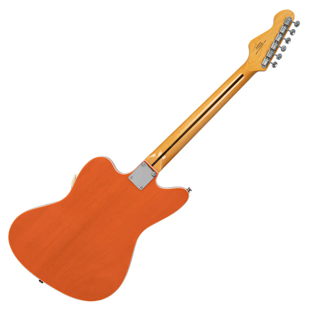 Vintage REVO Series 'Surfmaster' Thinline Twin Electric Guitar - Trans Orange