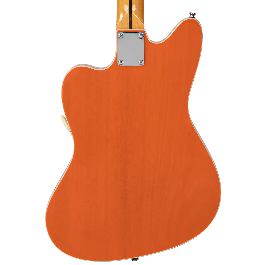 Vintage REVO Series 'Surfmaster' Thinline Twin Electric Guitar - Trans Orange