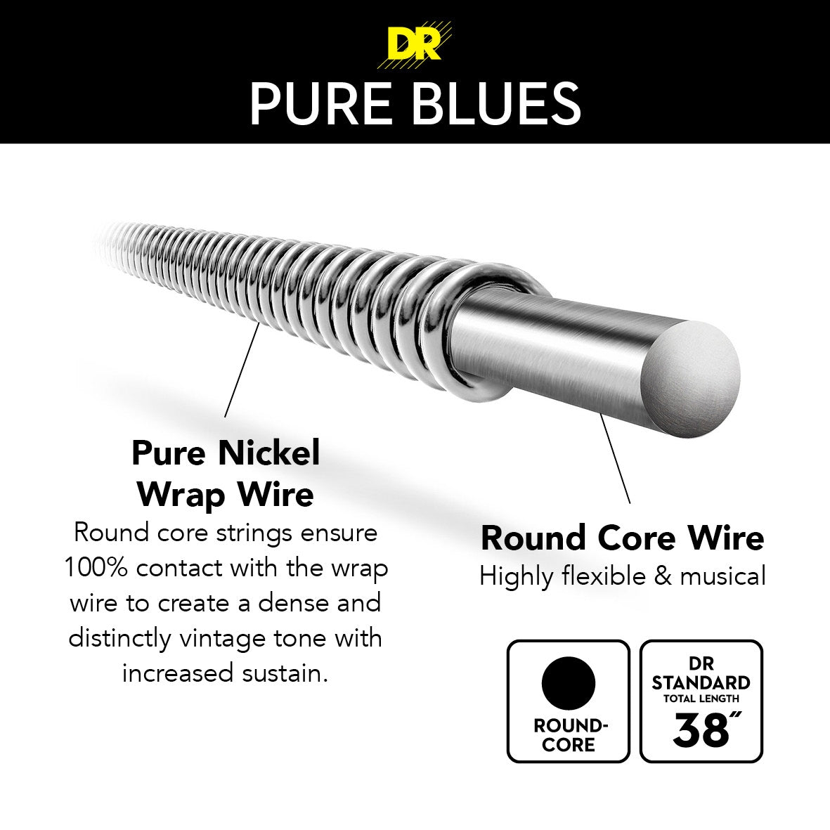 DR Pure Blues Electric Guitar Strings - 9-46