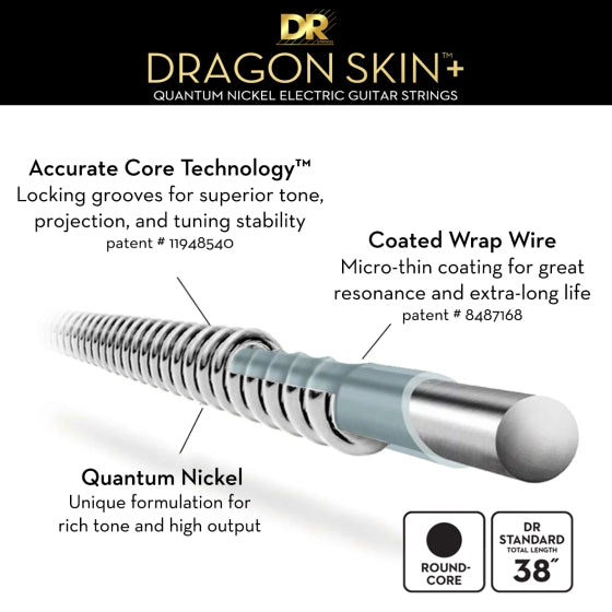 DR Dragon Skin+ Quantum Nickel Electric Guitar Strings - Heavy - 11-50
