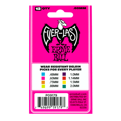Ernie Ball Everlast Picks 12-Pack - Pink 0.6mm