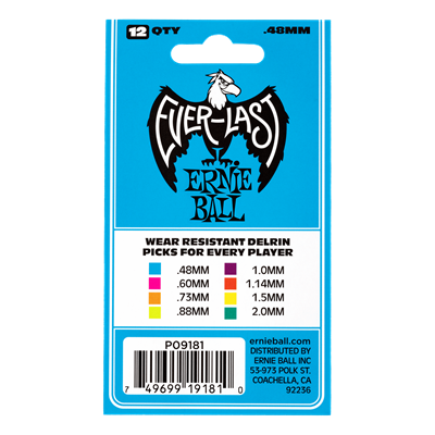 Ernie Ball Everlast Picks 12-Pack - Blue 0.48mm