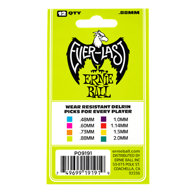 Ernie Ball Everlast Picks 12-Pack - Green 0.88mm
