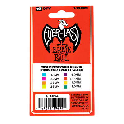 Ernie Ball Everlast Picks 12-Pack - Red 1.14mm