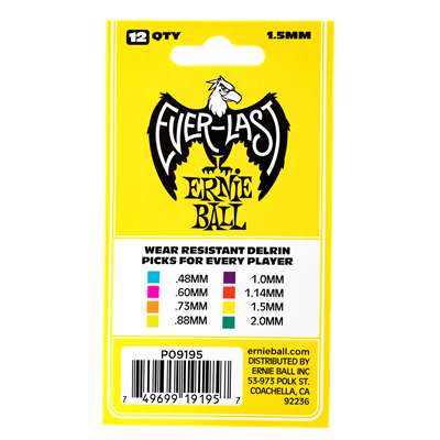 Ernie Ball Everlast Picks 12-Pack - Yellow 1.5mm