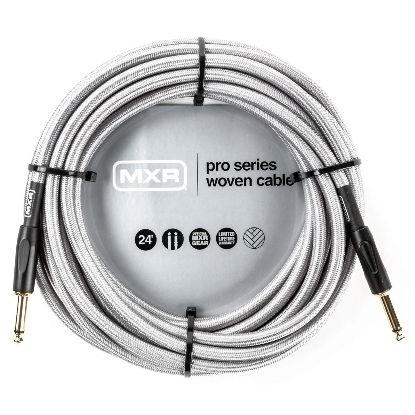 MXR Pro Series Woven Instrument Cable Angled/Straight, Silver - 24ft