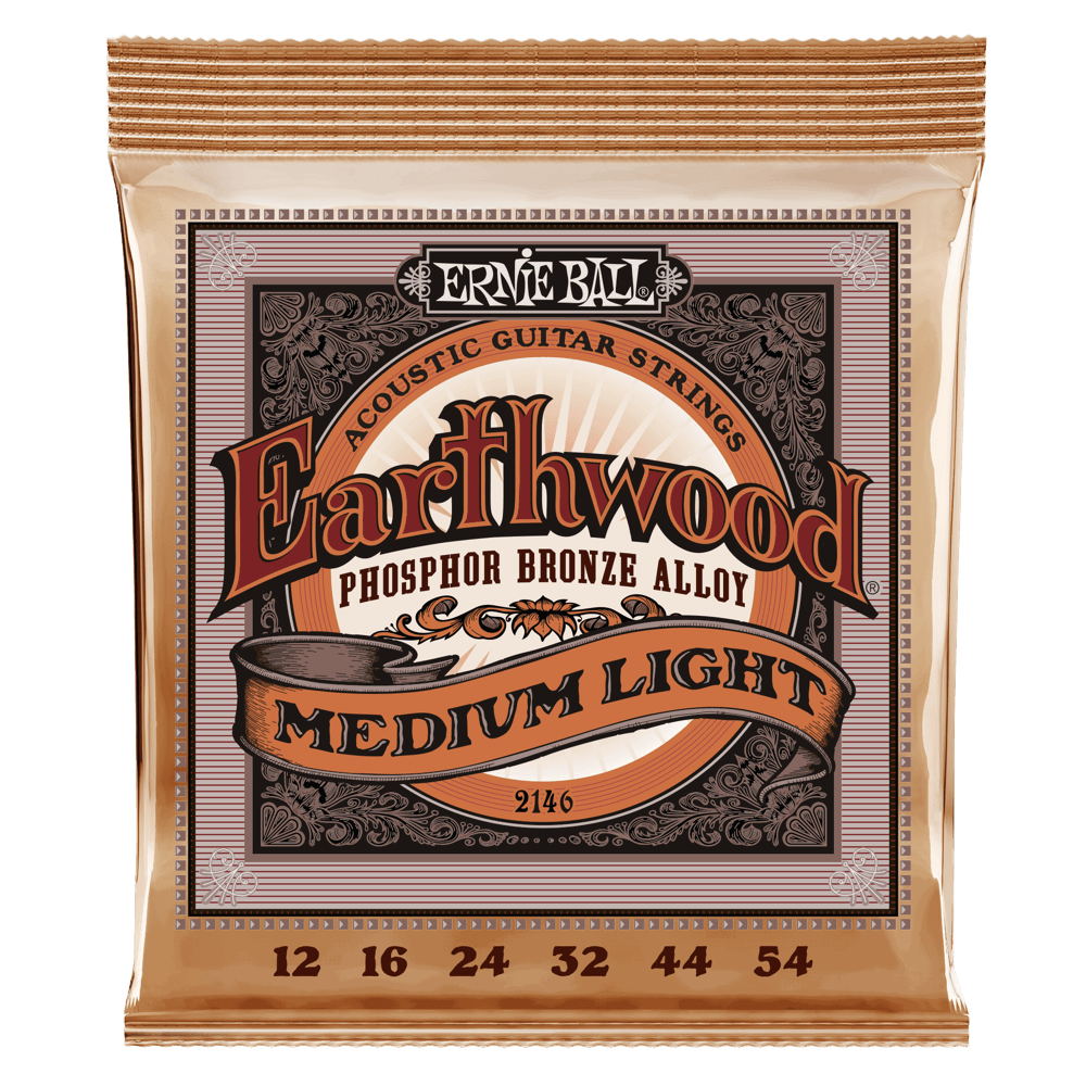 Ernie Ball Earthwood Medium-Light Phosphor Bronze Acoustic Guitar Strings - 12-54