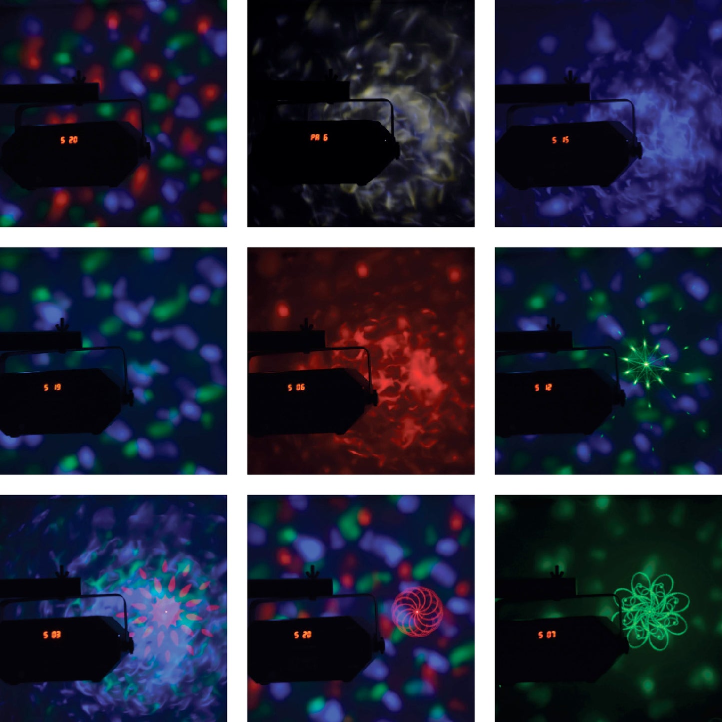 QTX Tetra: LED Moonflower + Ripple + Strobe/UV + Laser Effect