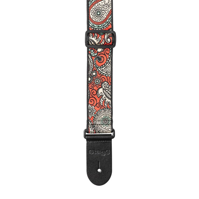 Stagg Paisley Guitar Strap - Red 1