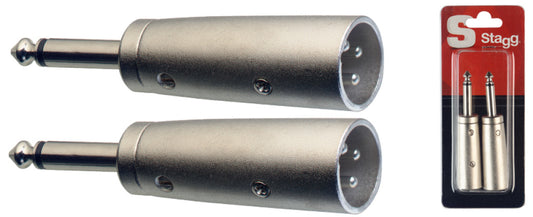 2x Male mono phone-plug/assymetrical male XLR adaptor in blister packaging