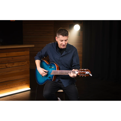 Ortega TourPlayer Deluxe - Flame Maple Blue
