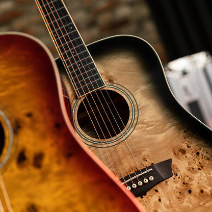 Washburn BURL D Deep Forest Dreadnought - Black Fade