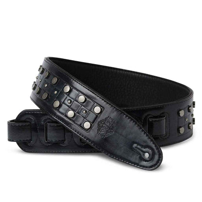 Izuzi Garment Leather Guitar Strap - Black