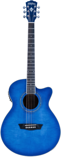 Washburn EA15 Festival Mini Jumbo Cutaway - Transparent Blue