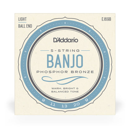 D'Addario EJ69 5-String Ball-End Banjo Strings - Phosphor Bronze - Light - 9-20
