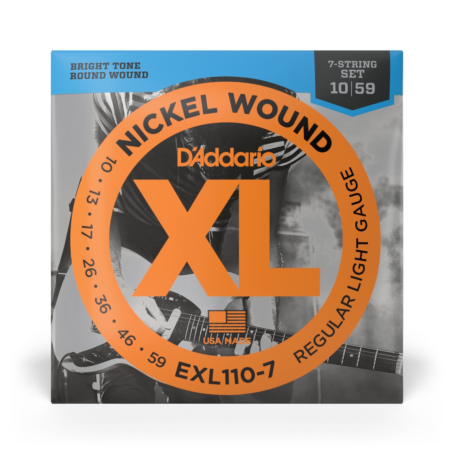 D'Addario EXL110-7 7-String Nickel Wound Electric Guitar Strings, Regular  Light, 10-59