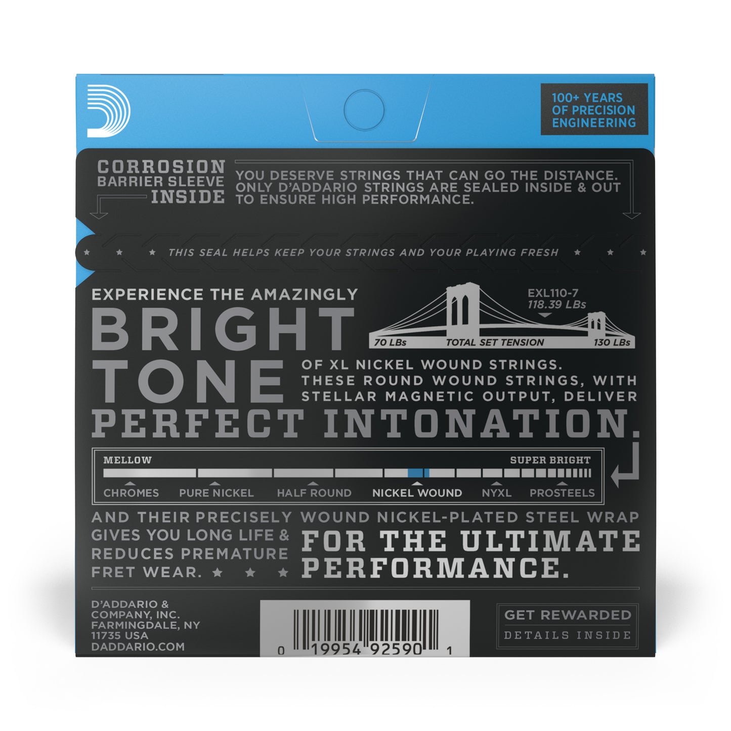 D'Addario EXL110-7 7-String Nickel Wound Electric Guitar Strings, Regular  Light, 10-59