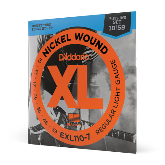 D'Addario EXL110-7 7-String Nickel Wound Electric Guitar Strings, Regular  Light, 10-59