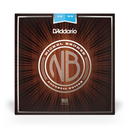D'Addario NB1253 Nickel Bronze Acoustic Guitar Strings, Light, 12-53