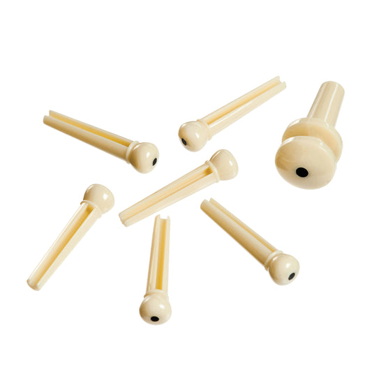 D'Addario Bridge Pins Set - Ivory w/ Ebony Dot