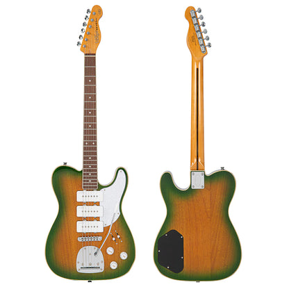 Vintage REVO Series Trio Electric Guitar - Green/Yellow Burst