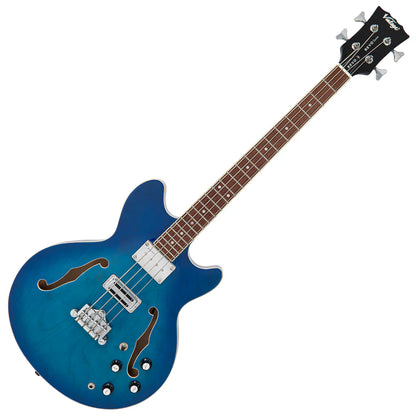Vintage REVO Series 'Supreme' Semi Acoustic Bass - Blueburst
