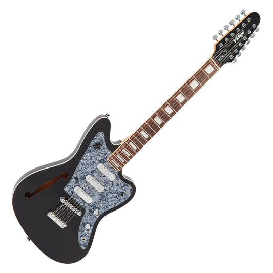 Vintage REVO Series 'Surfmaster Thinline 12' Electric Guitar ~ Boulevard Black