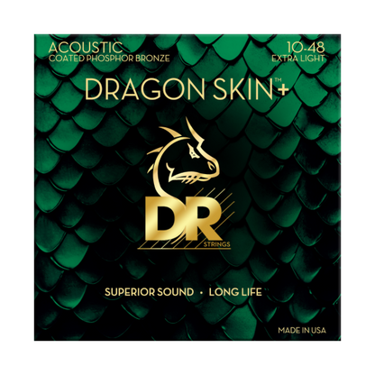 DR Dragon Skin+ Phosphor Bronze Acoustic Guitar Strings - Extra Light - 10-48