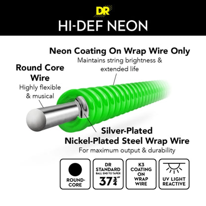 DR Neon Strings - Bass - 45-125 5-String - Green