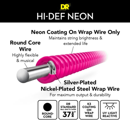 DR Neon Strings - Bass - 45-125 5-String - Pink