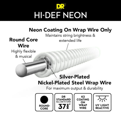 DR Neon Strings - Bass - 45-125 5-String - White