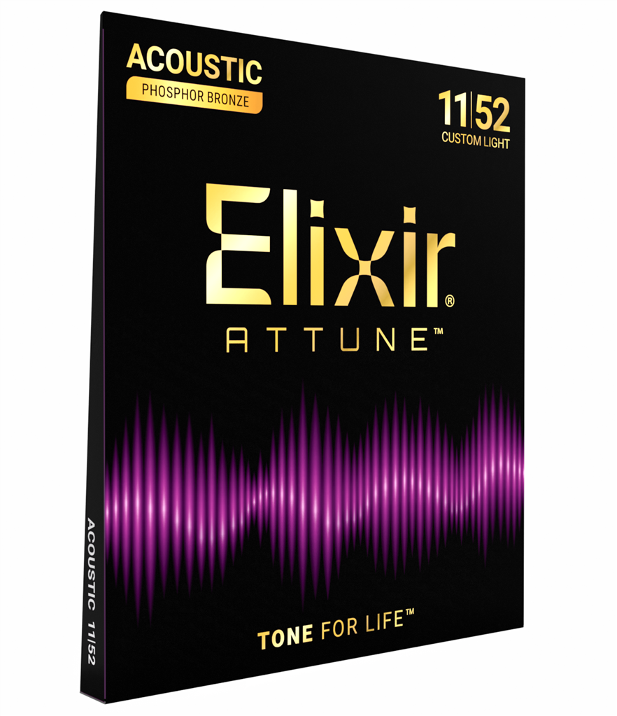 Elixir Attune Phosphor Bronze Acoustic Guitar Strings - 11-52 Custom Light