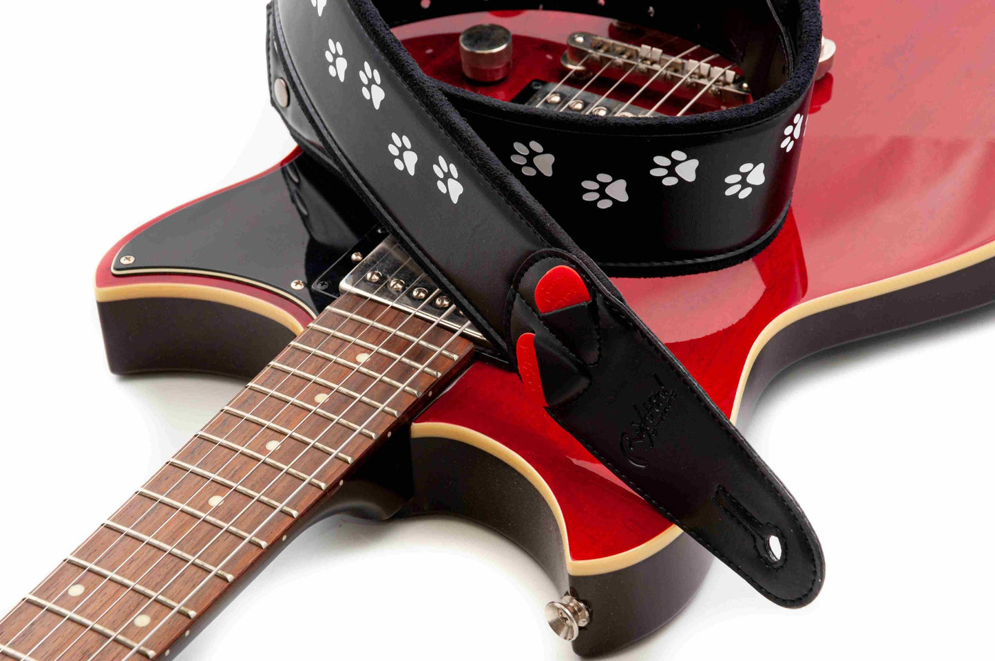 RightOn Mojo Collection Cat Guitar Strap - Black
