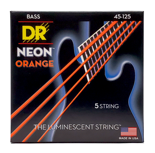 DR Neon Strings - Bass - 45-125 5-String - Orange