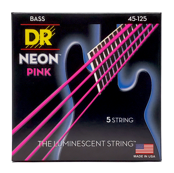 DR Neon Strings - Bass - 45-125 5-String - Pink