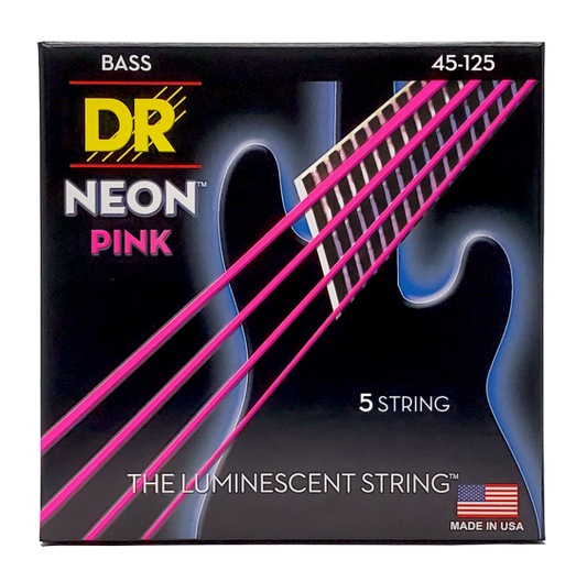 DR Neon Strings - Bass - 45-125 5-String - Pink