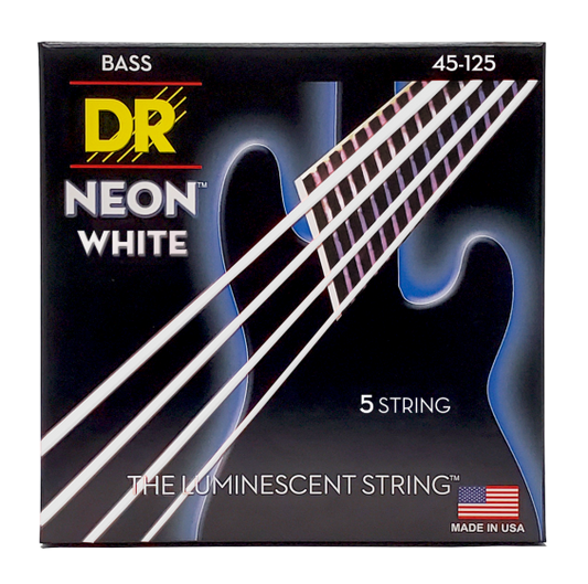 DR Neon Strings - Bass - 45-125 5-String - White