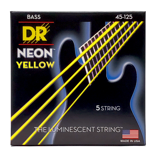 DR Neon Strings - Bass - 45-125 5-String - Yellow