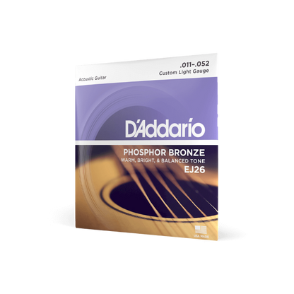 D'Addario 11-52 - Custom Light Phosphor Bronze Acoustic Guitar Strings
